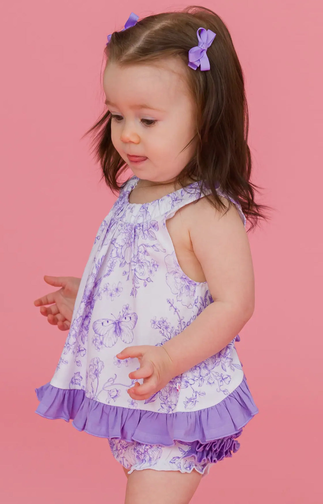 RuffleButts + RuggedButts - Purple Garden Toile Swing Top & Bloomer Set