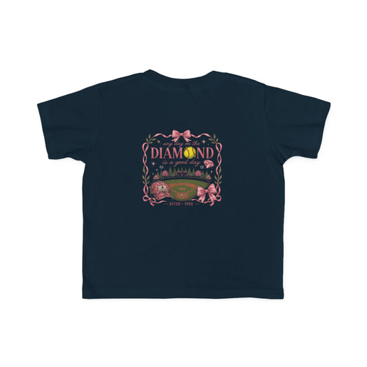 River + Pine - Any Day on the Diamond is a Good Day Girls Softball Toddler Tee