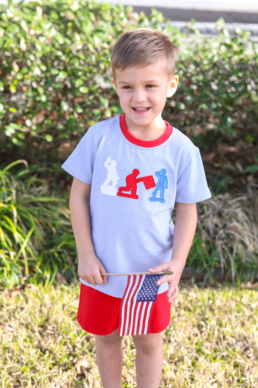 Jellybean Soldier Applique Short Set