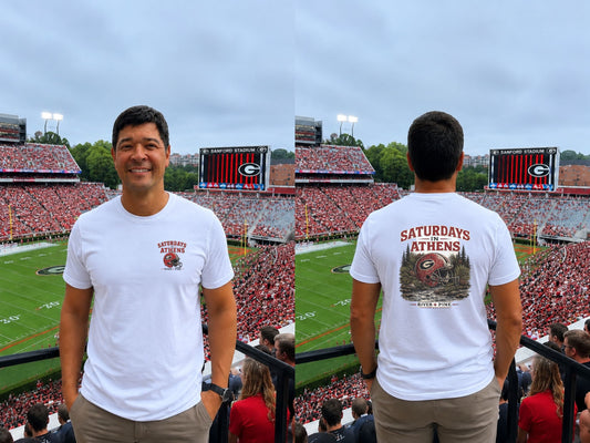 River + Pine Saturdays in Athens T‑Shirt – College Game Day Helmet Men's Graphic Tee