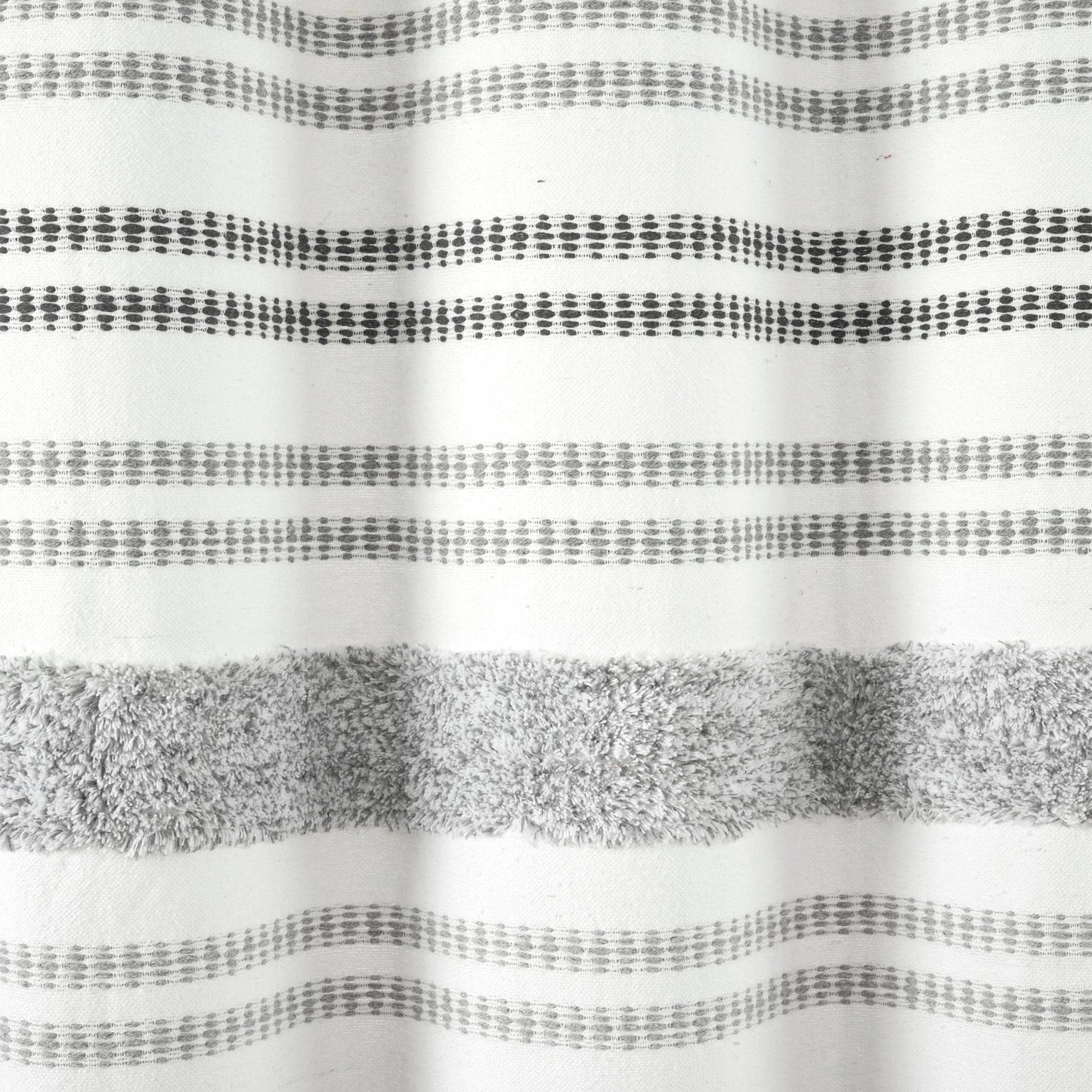 Modern Tufted Stripe Yarn Dyed Recycled Cotton Blend Shower Curtain