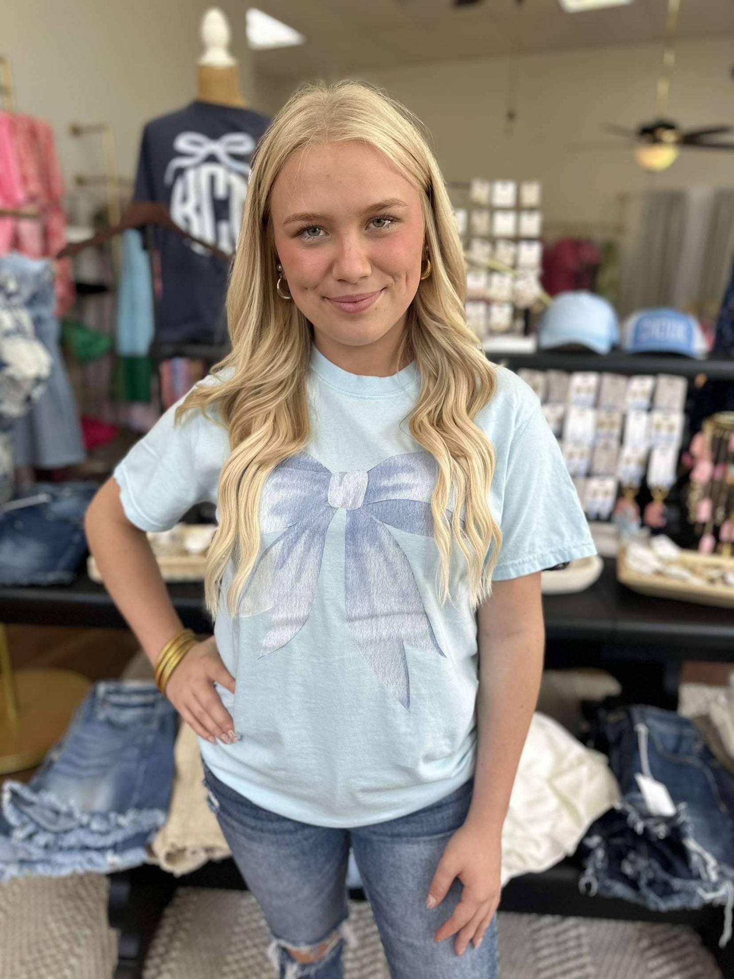 Amelia Kates - Blue Coquette Bow Tee