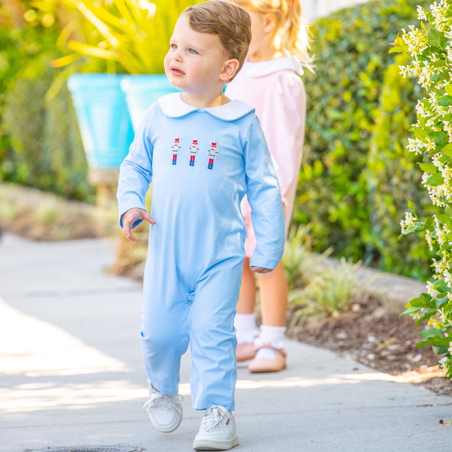 Shrimp and Grits Kids - Boys Collar Romper - Nutcracker