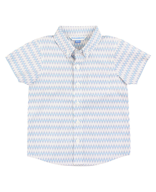 RuffleButts + RuggedButts - Boys Riding the Waves Short Sleeve Button Down Shirt