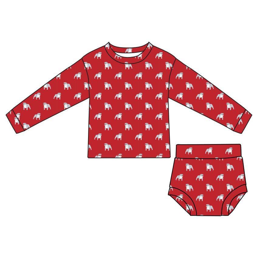 Southern Slumber - Red Bulldog Bamboo Sweatshirt Set - Top & Bottom - GAME DAY