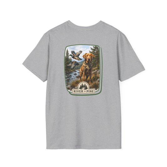 River + Pine Graphic T-Shirt — Outdoor Nature Logo Tee