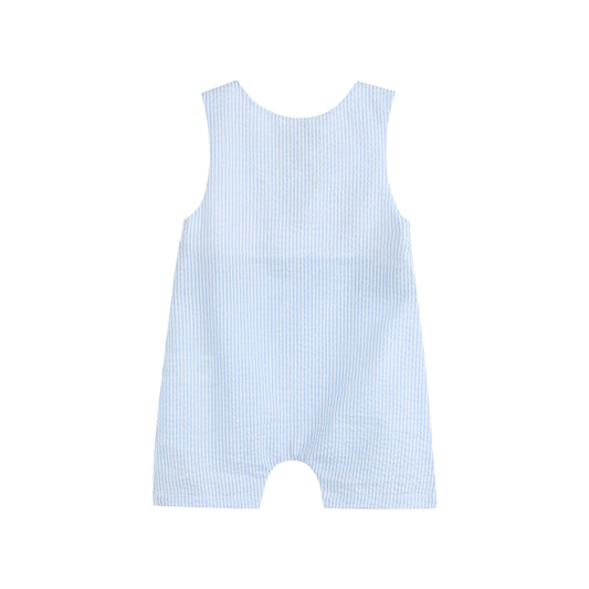 Lil Cactus - Blue Stripe Crawfish Smocked Shortalls