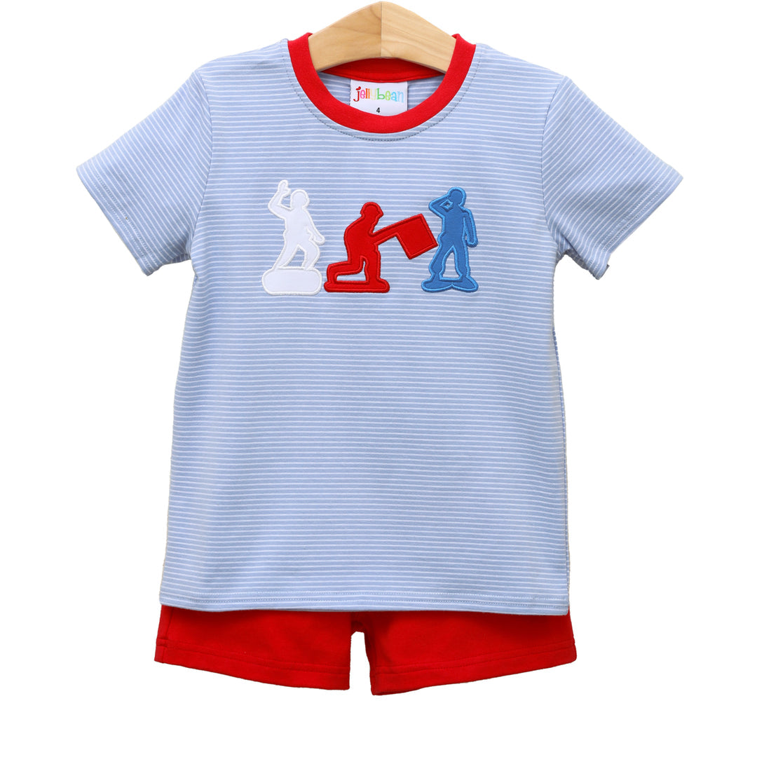 Jellybean Soldier Applique Short Set