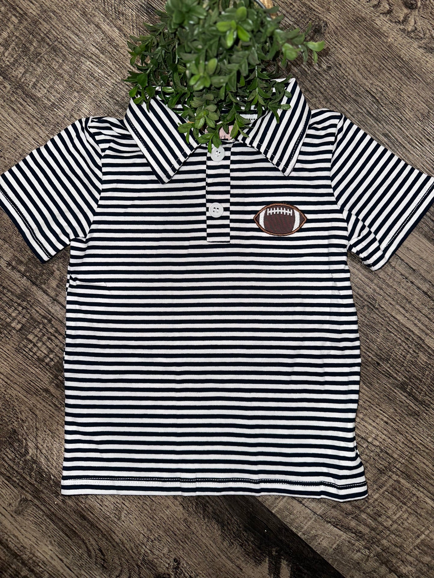 Boy’s Navy Striped Football Polo