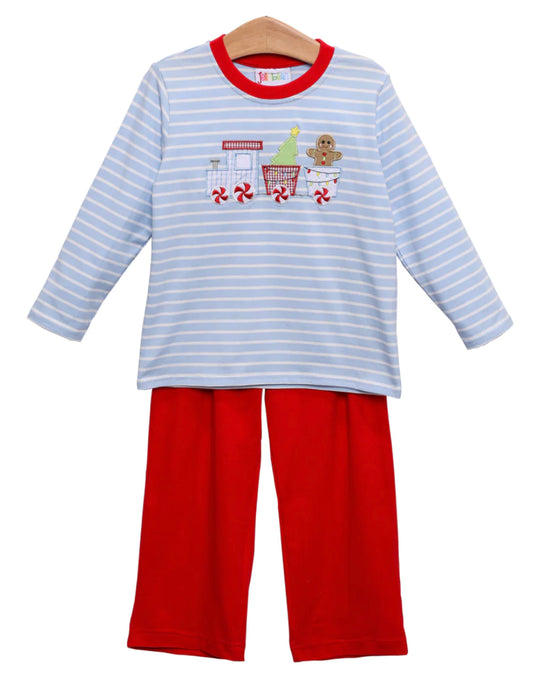 Appliqué Jolly Train Boy’s Pants Set