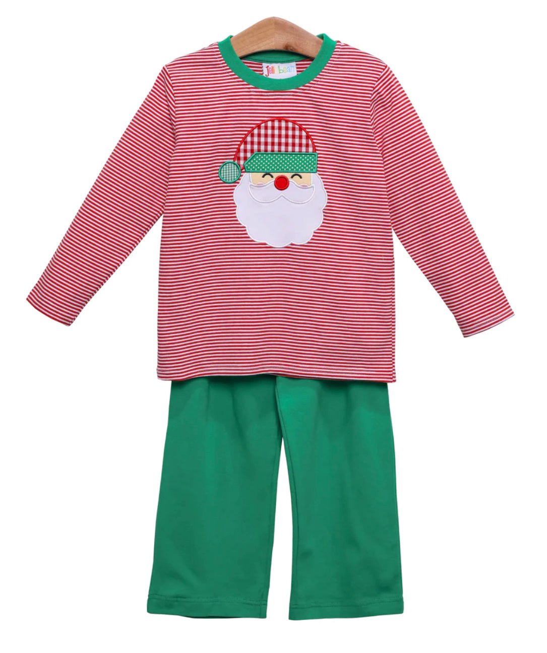 Red Striped Appliqué Santa Boy’s Pants Set