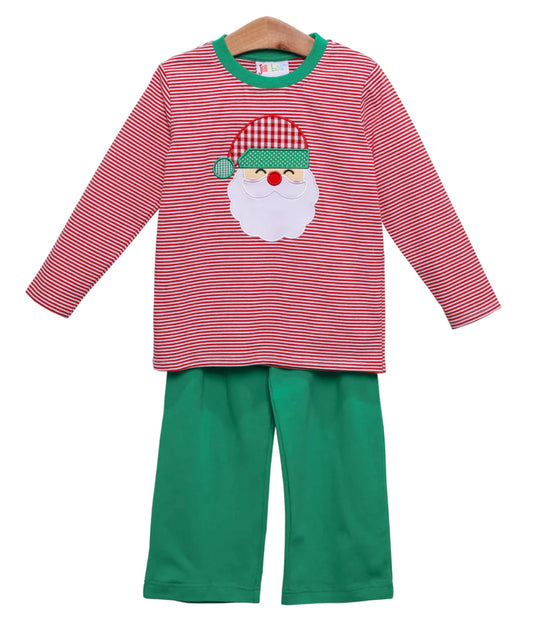 Red Striped Appliqué Santa Boy’s Pants Set