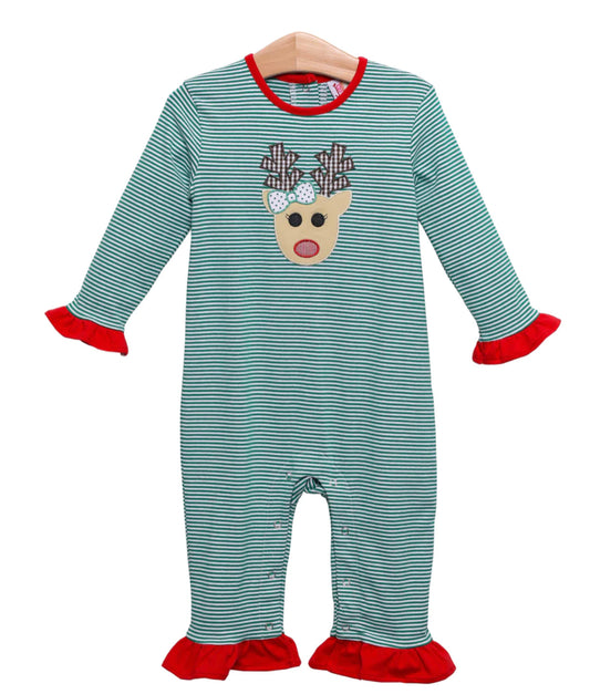 Appliqué Reindeer Girl’s Romper