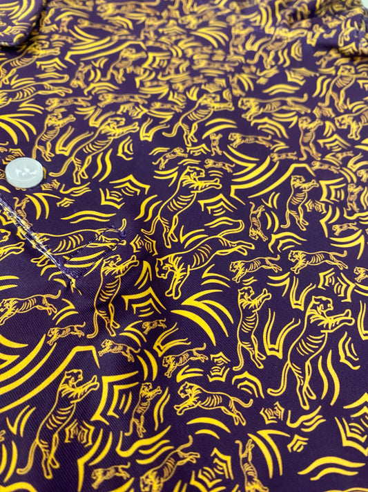 Purple & Gold Tiger Print Boys Dri-Fit Polo Shirt – LSU Game Day Outfit