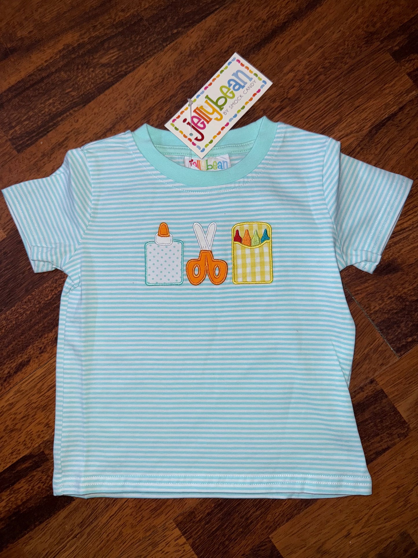 Jellybean Boys Applique School Supplies Striped Tee
