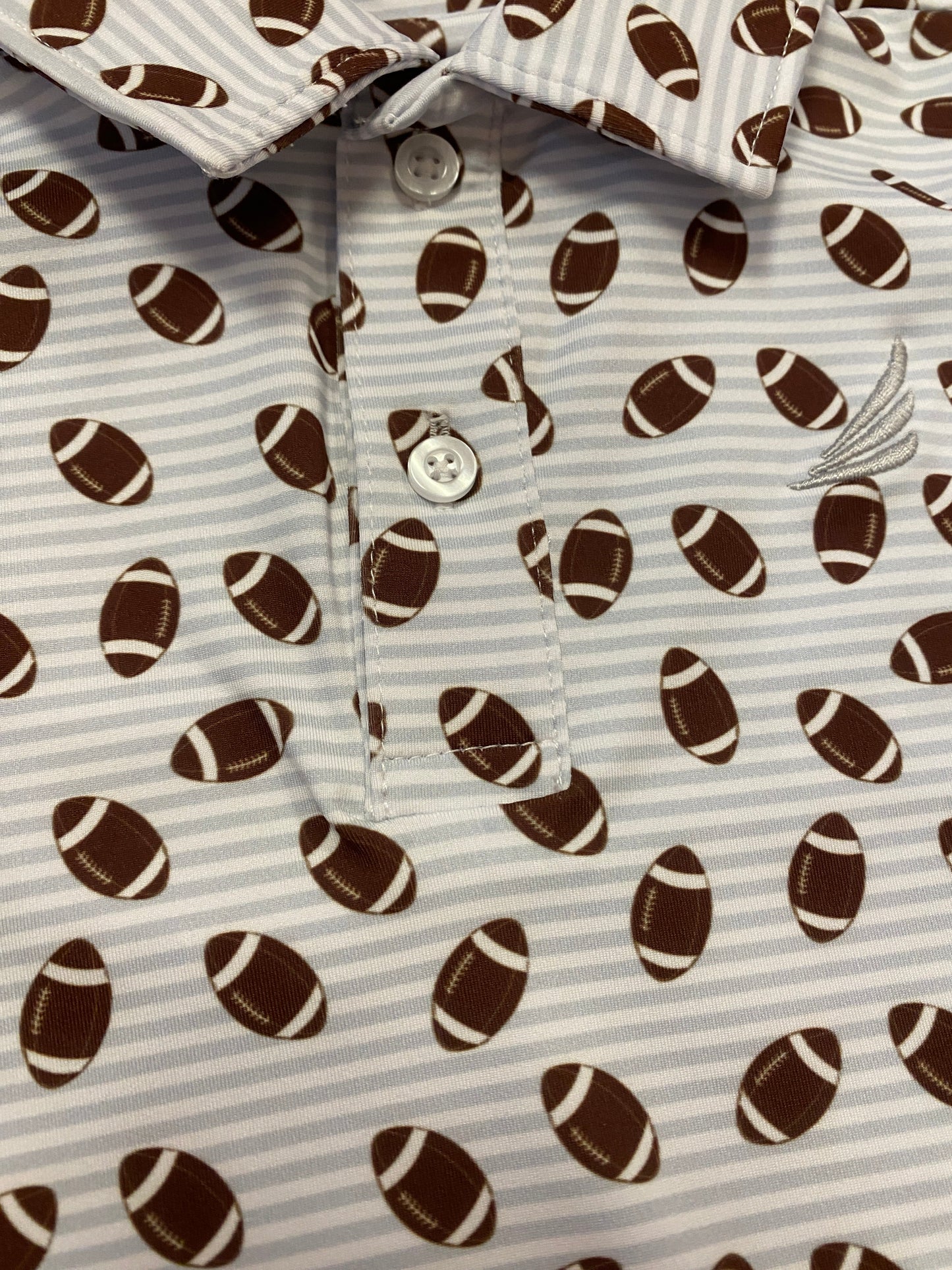 Performance Football Print Baby Romper – Short Sleeve Collared One-Piece