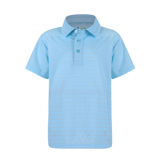 Walker Boys Golf & Tennis Performance Polo -Sonoma Stripe Glacial Blue