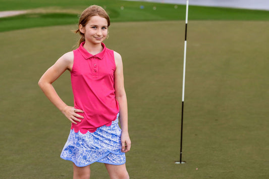 Girls Sadie Scalloped Hem Golf & Tennis Skort -Riviera White