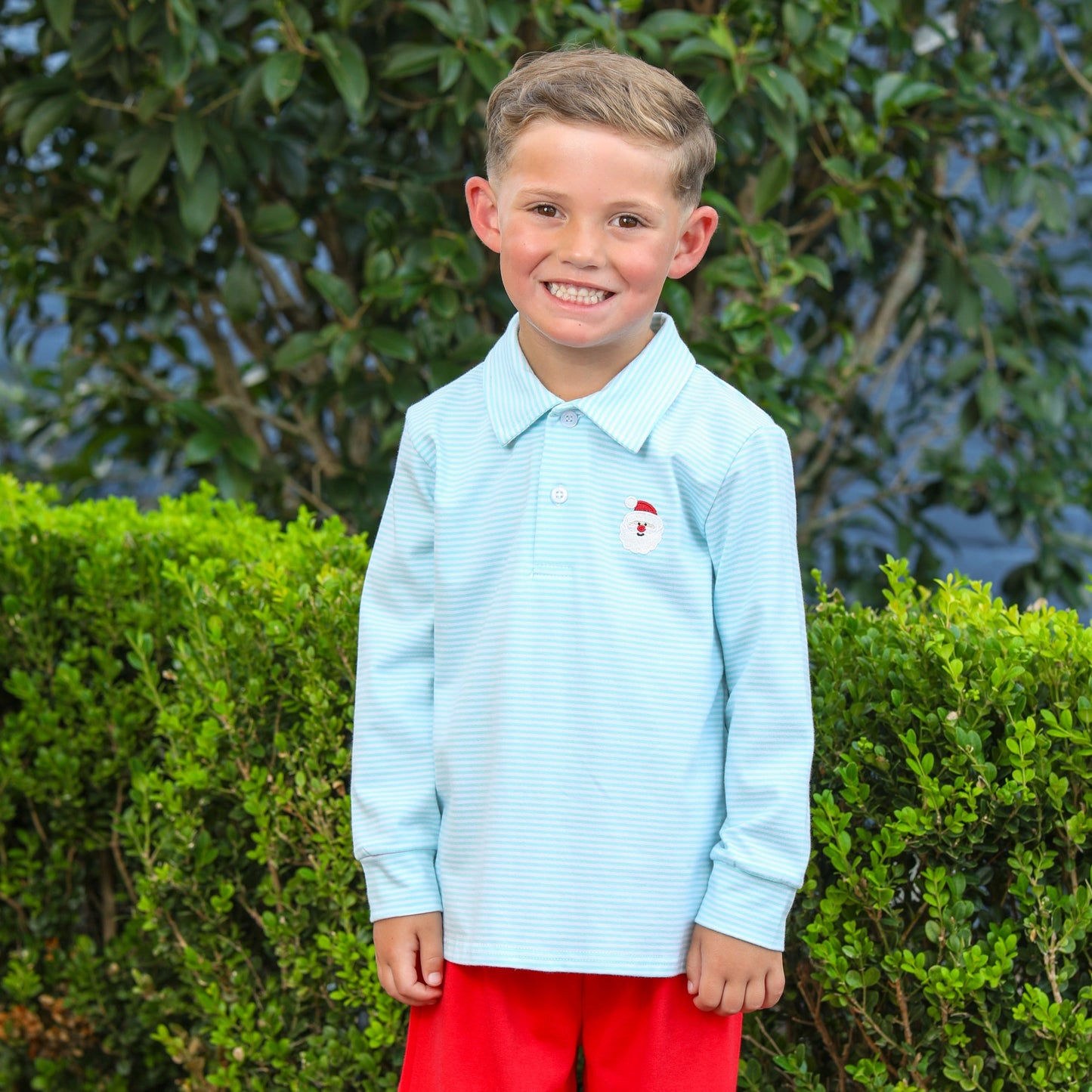 Jellybean Santa Boys Long Sleeve Polos