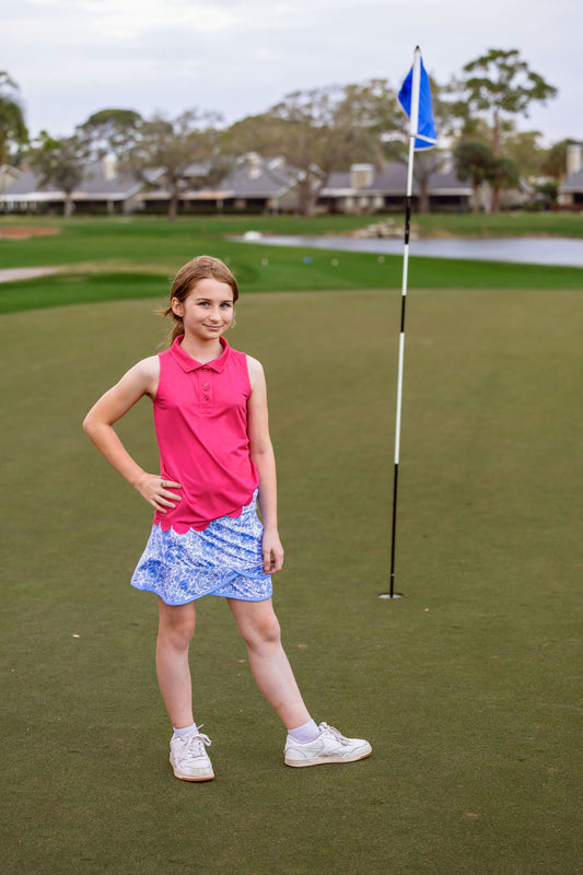 Girls Rylee Golf & Tennis Sleeveless Polo -Raspberry
