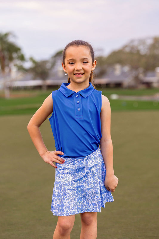 Girls Steffi Layered Hem Skort -Riviera White