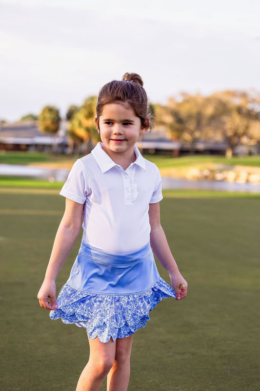 Girls Sophia Layered Hem Golf & Tennis Skort -Riviera Glacial Blue