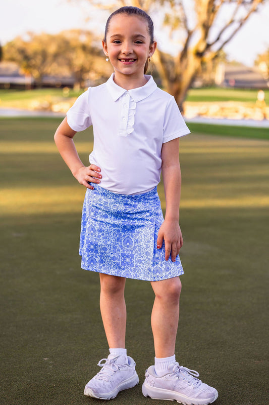 Girls Steffi Layered Hem Skort -Riviera Glacial Blue