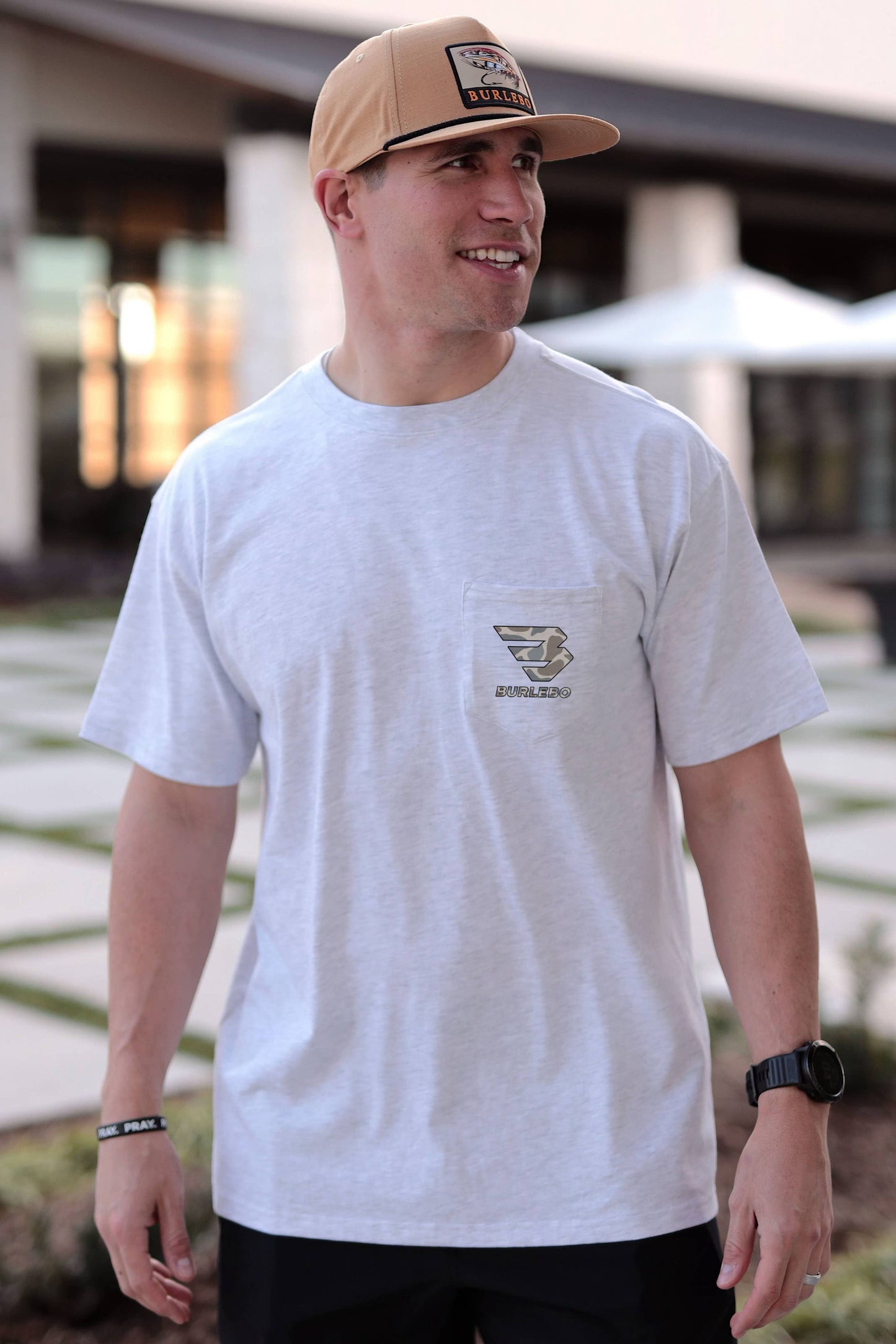 BURLEBO - Classic Deer Camo Sig Logo - SS - Ash Grey