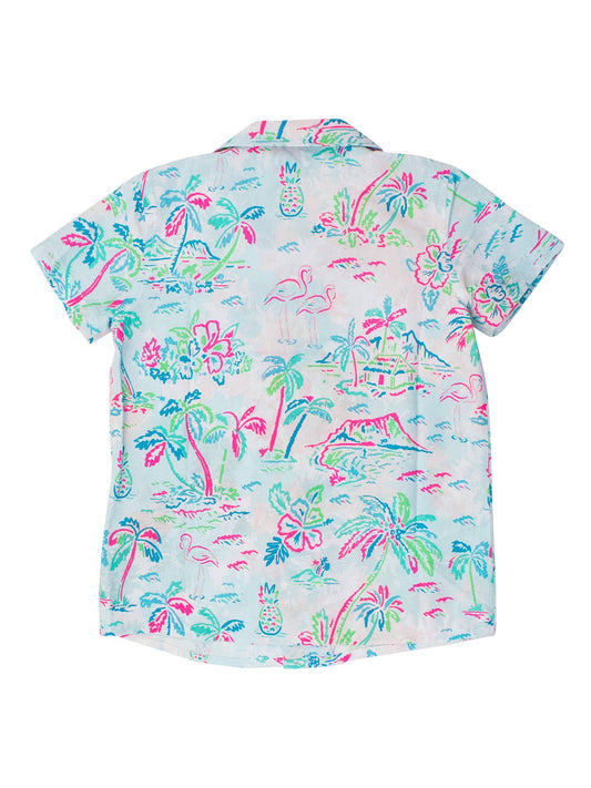RuffleButts + RuggedButts - Boys Tropical Resort Short Sleeve Camp Shirt