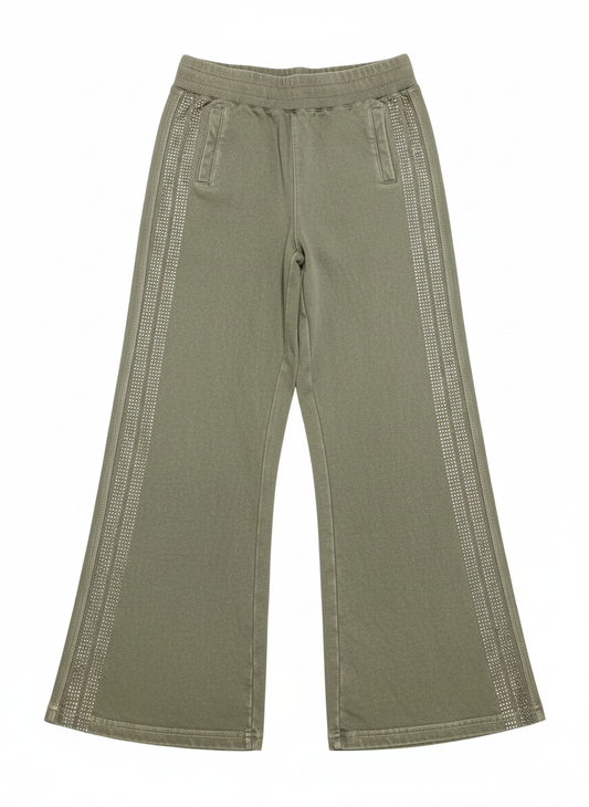 Tween Rhinestone Stripe French Terry Set – Olive (Top & Pants Sold Separately)