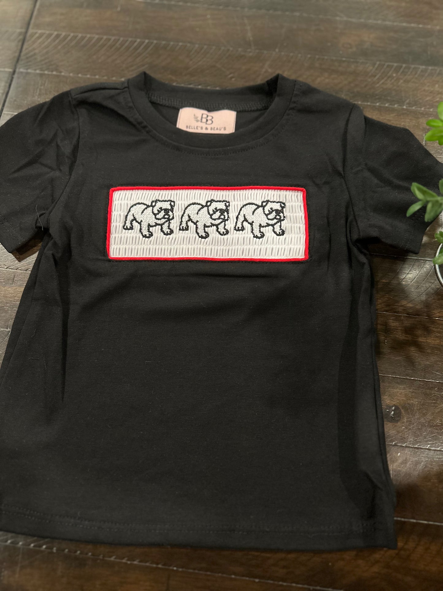 Boy’s Black Smocked Bulldog Tee
