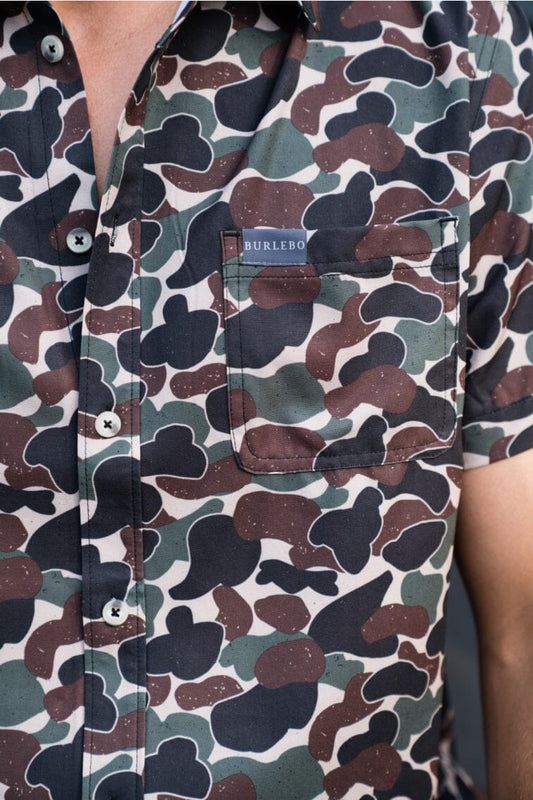 Burlebo Adult Performance Button Up - Throwback Camo