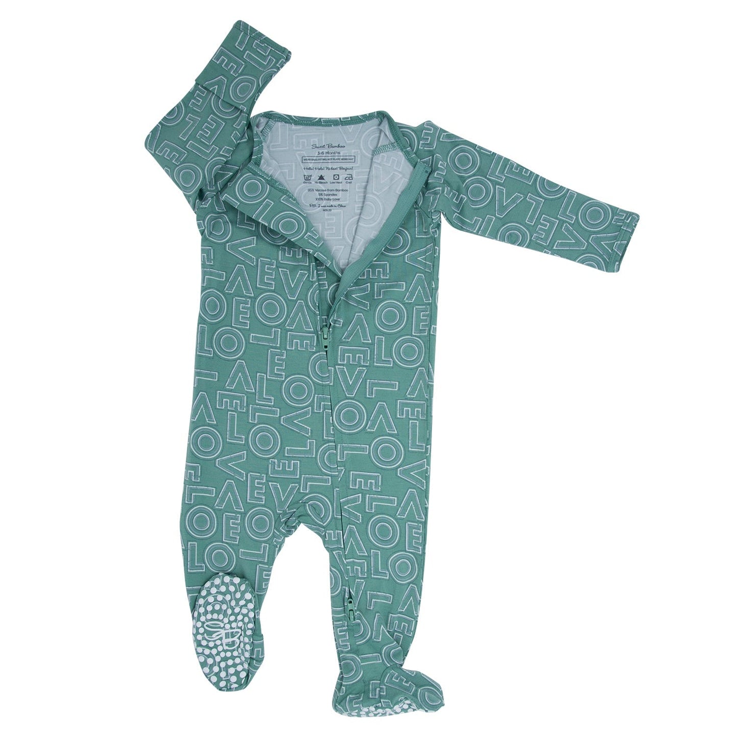 Zipper Footie LOVE Print