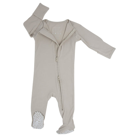 Zipper Footie Oatmeal Rib