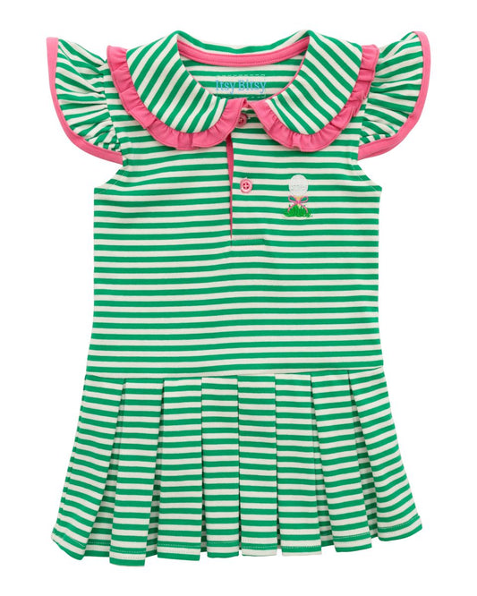 Green Stripe Golf Skirted Bubble – Baby Girls (Sizes 3M–24M)
