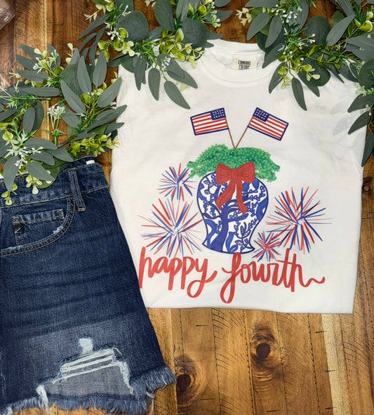 Happy Fourth Comfort Color Tee - Youth