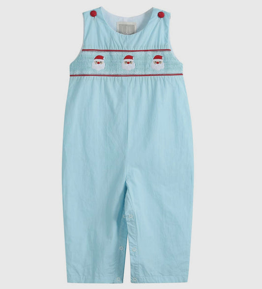 Blue Santa Smocked Overalls