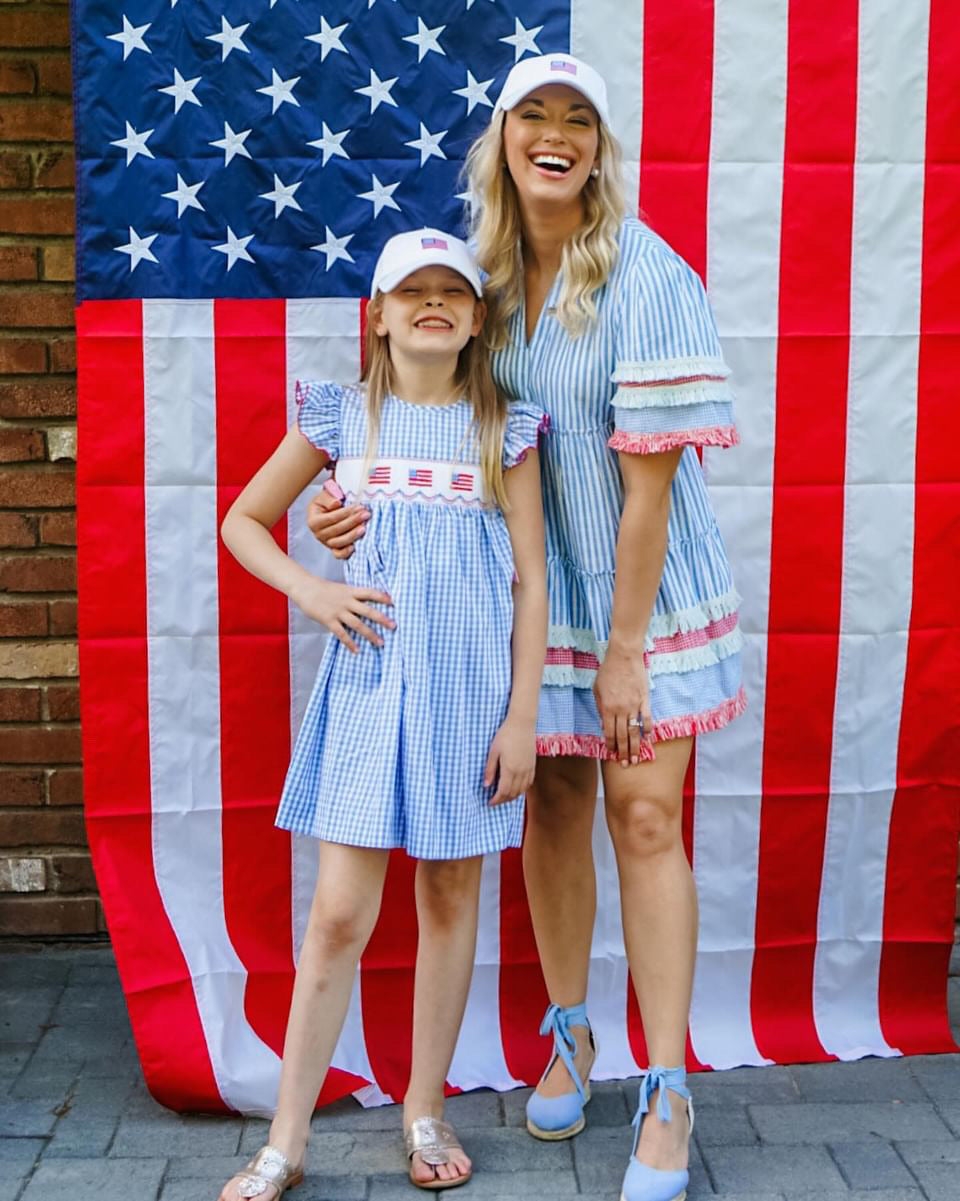 American Flag Bow Baseball Hat (Girls)