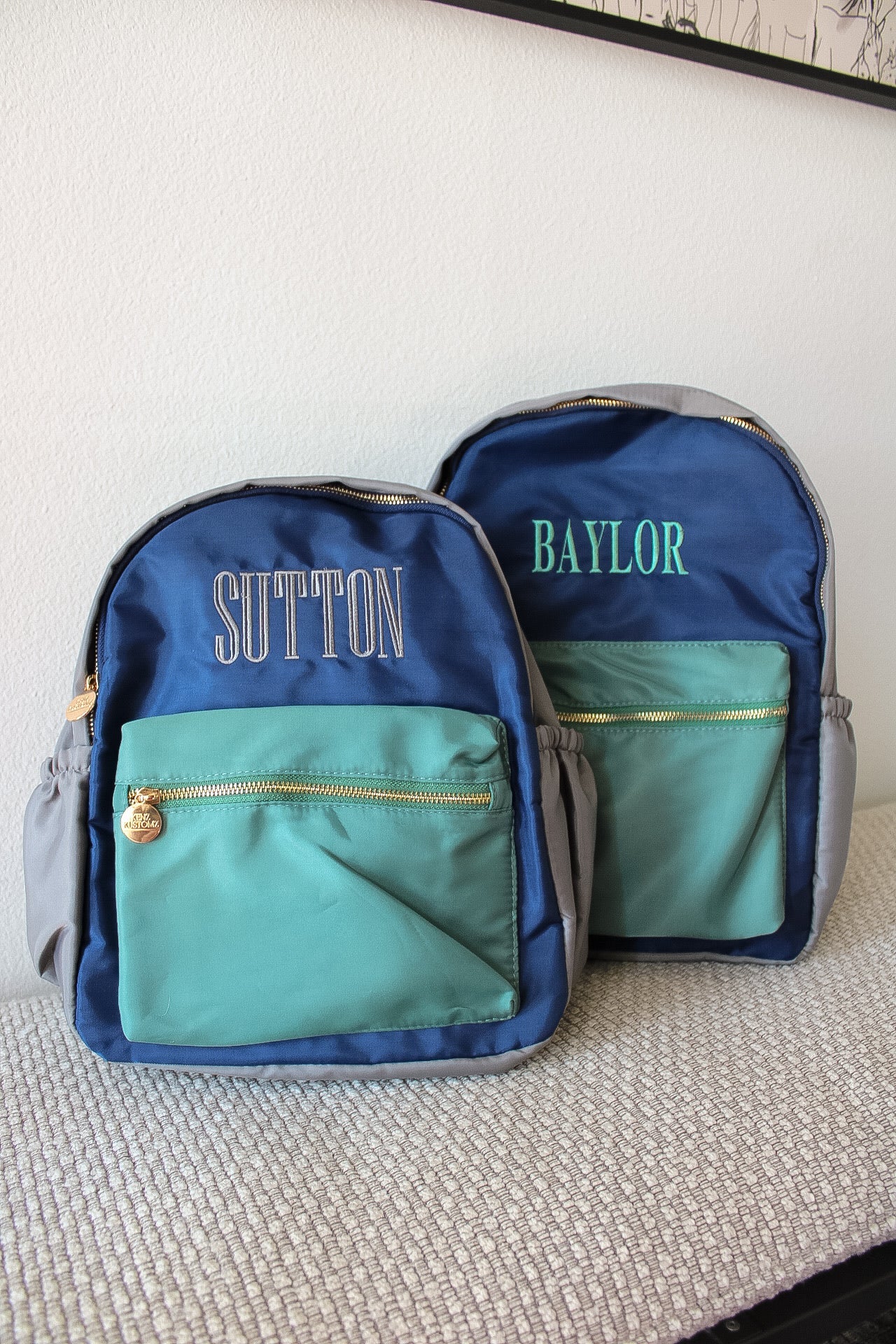 Green, Navy, + Grey Colorblock Backpack