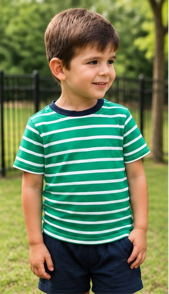 Boys Knit Stripe Short Set