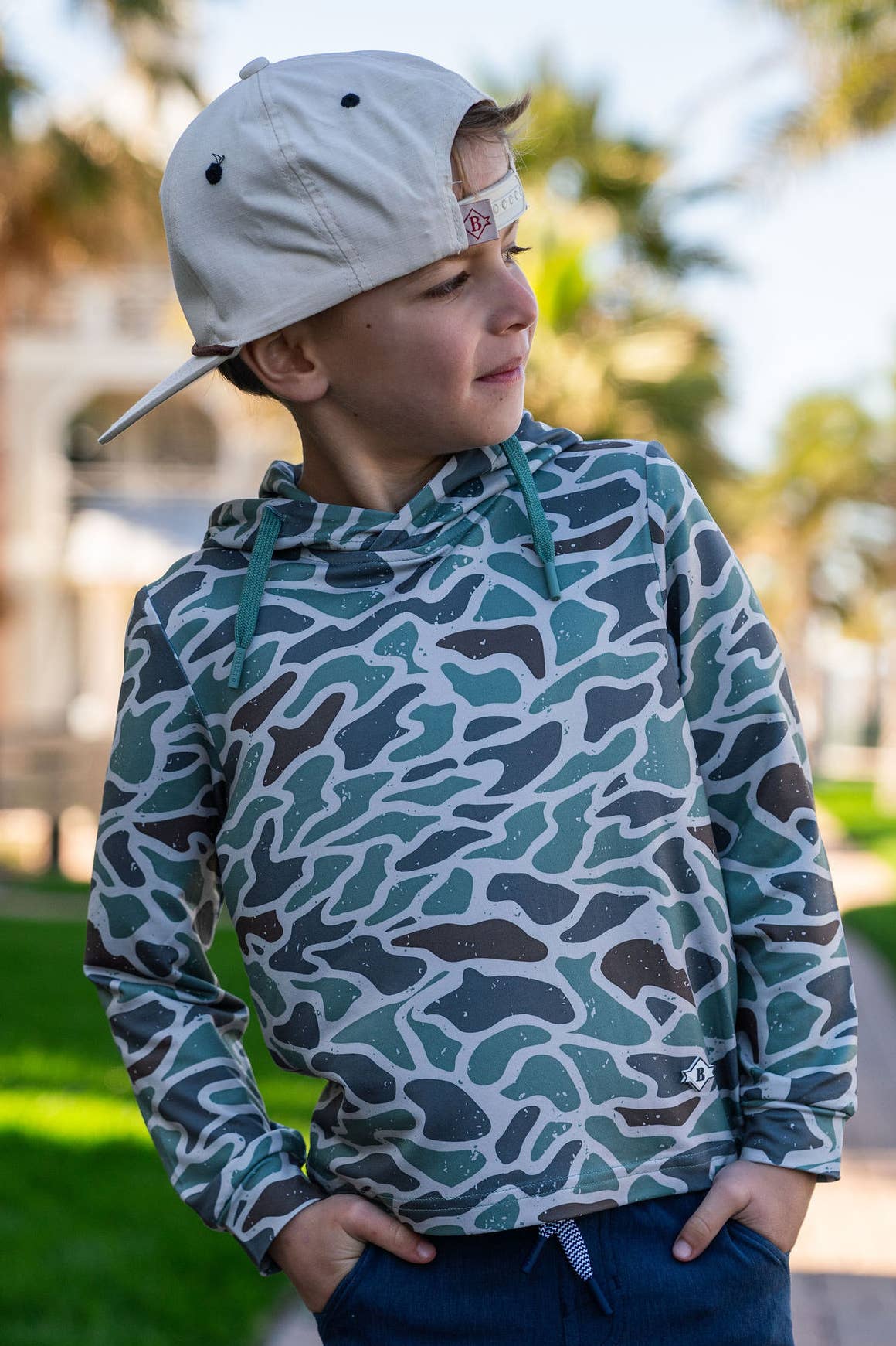 BURLEBO  Youth Performance Hoodie  Retro Duck Camo