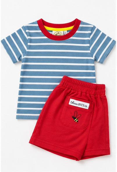 Boys Knit Stripe Short Set