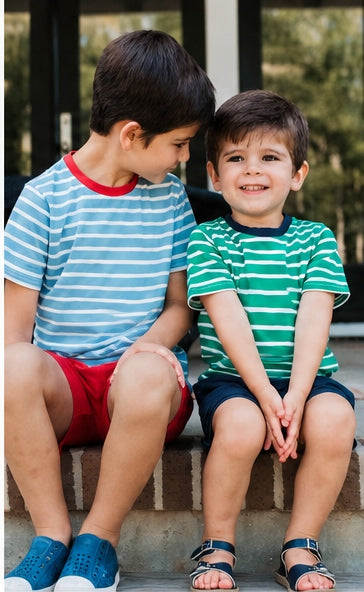 Boys Knit Stripe Short Set