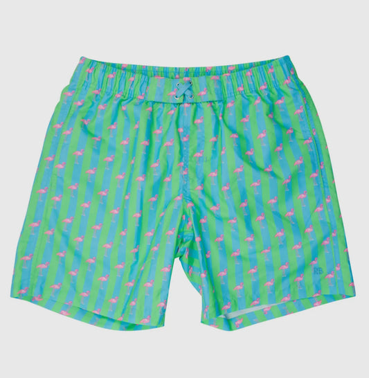 Men’s Neon Flamingo Swim Trunks