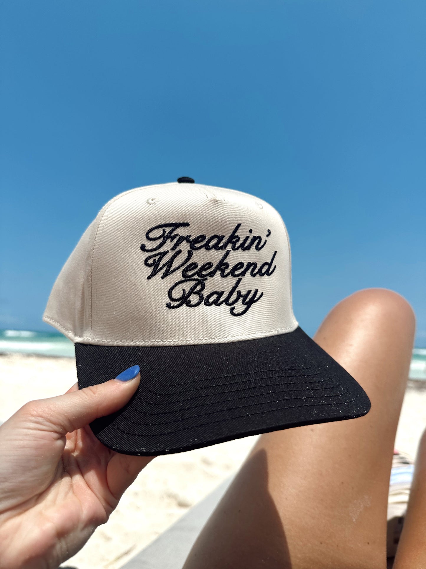 Freakin' Weekend Baby - Black Vintage Trucker Hat - PREORDER