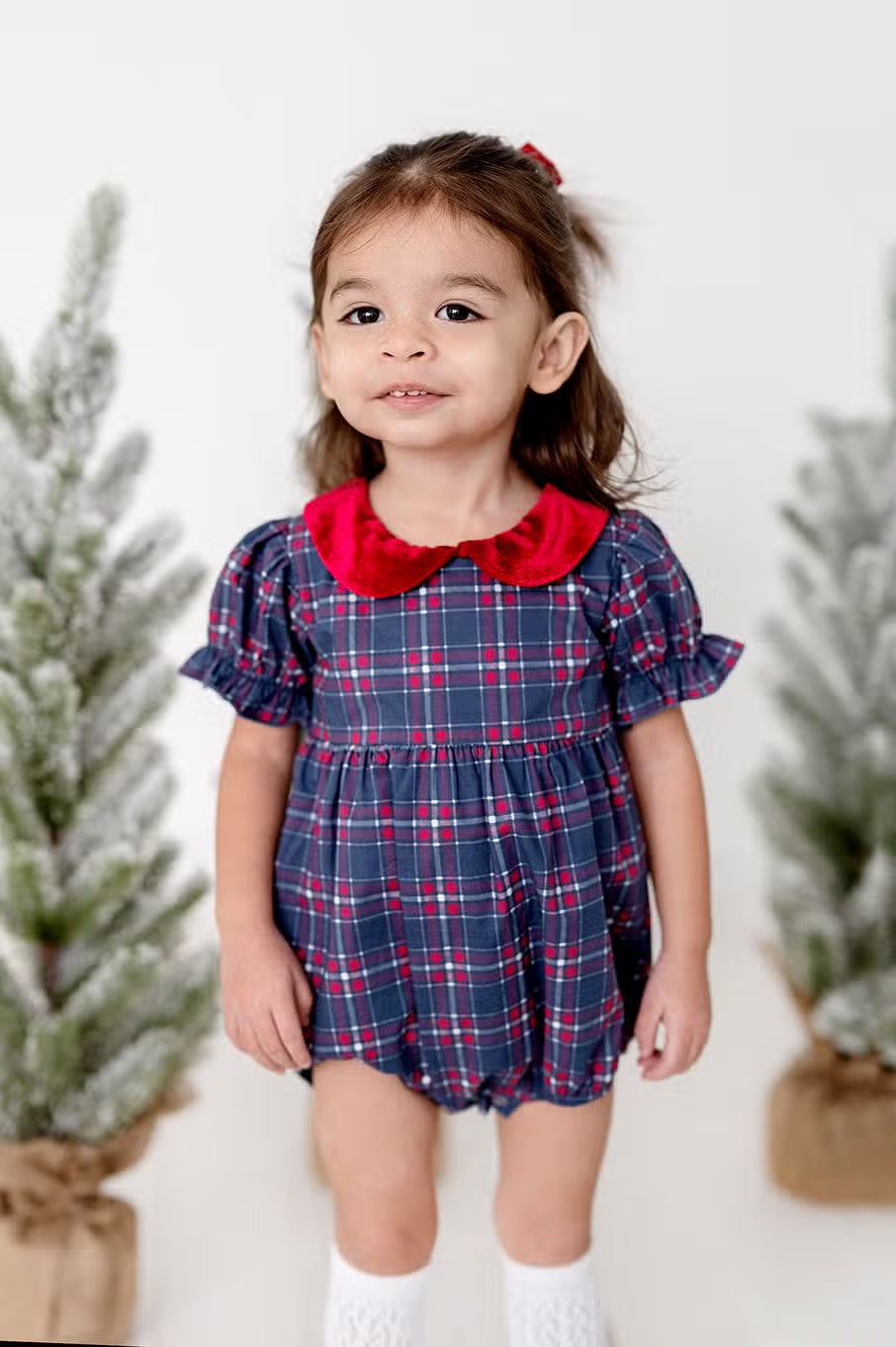 Quinn Collared Bubble in Holiday Plaid