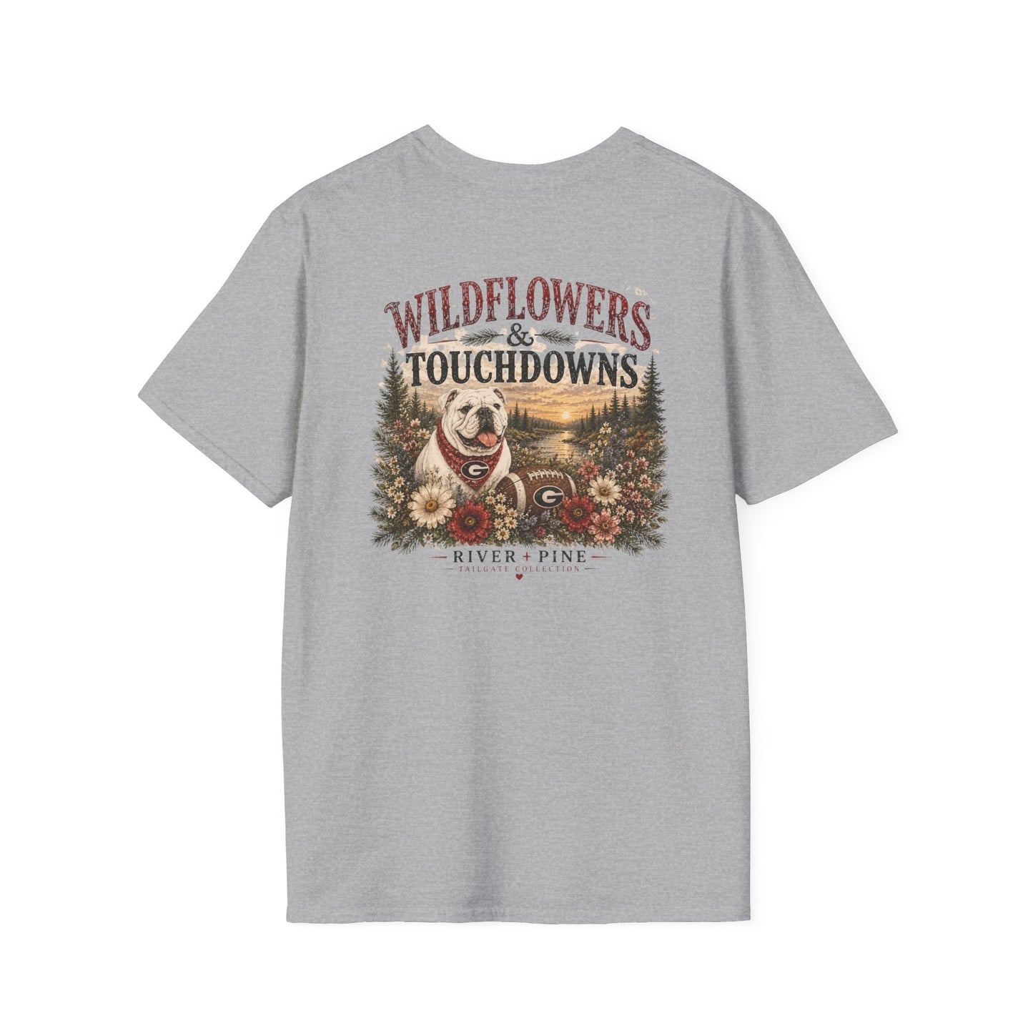 "River + Pine" - UGA Wildflowers & Touchdowns Womens T-Shirt