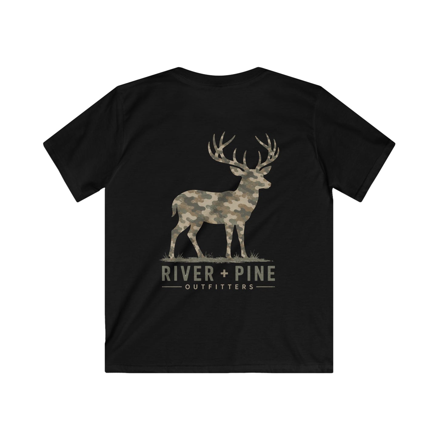 River + Pine Outfitters  — Muted Modern Camo Buck Youth Graphic T-Shirt