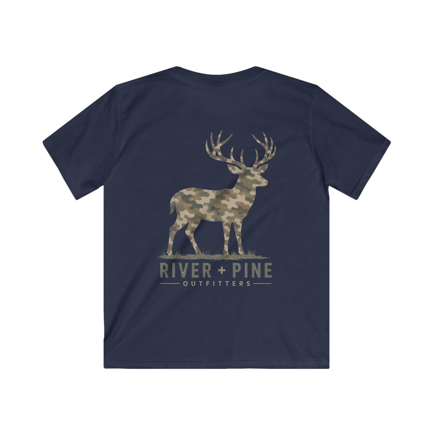 River + Pine Outfitters  — Muted Modern Camo Buck Youth Graphic T-Shirt