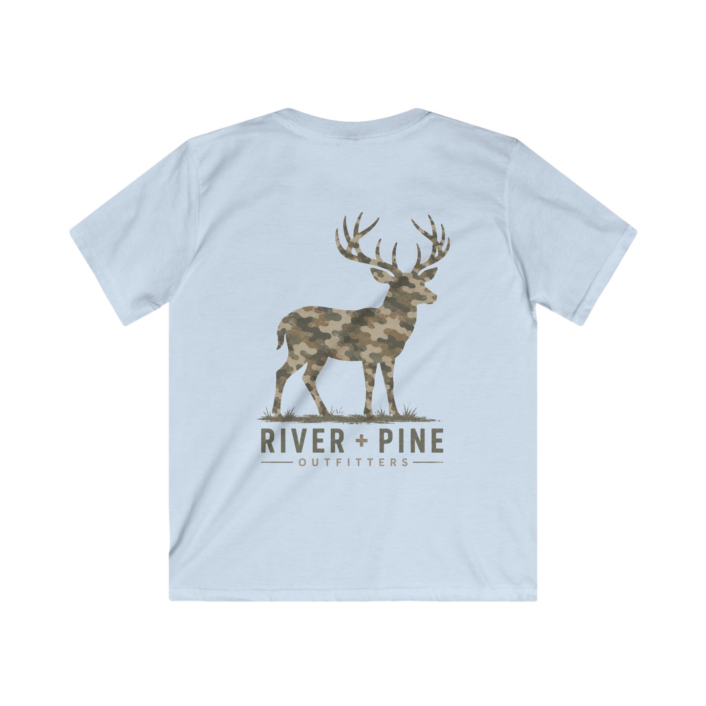 River + Pine Outfitters  — Muted Modern Camo Buck Youth Graphic T-Shirt